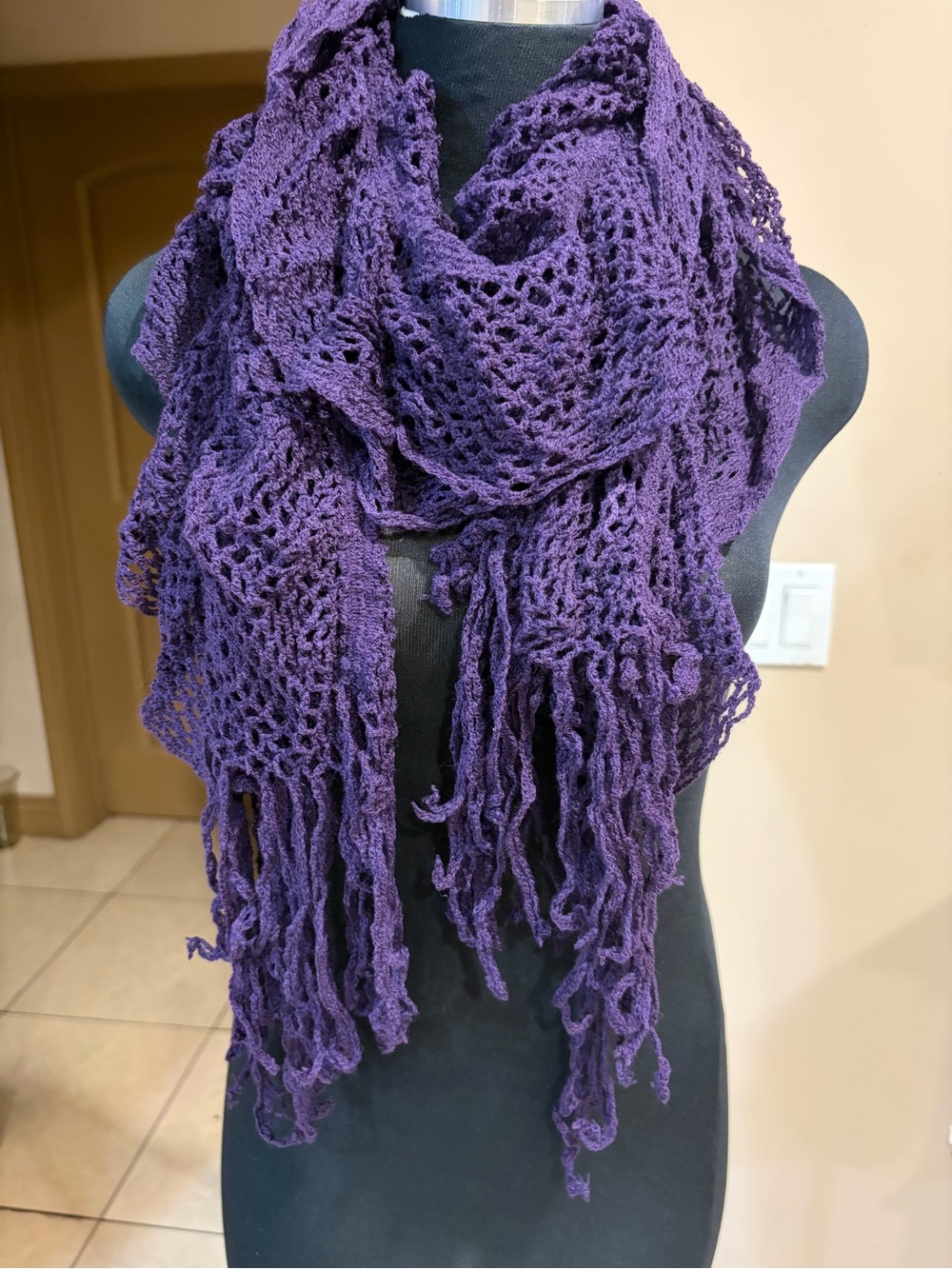 Purple Knit Fringe Scarf - Women Accessories
